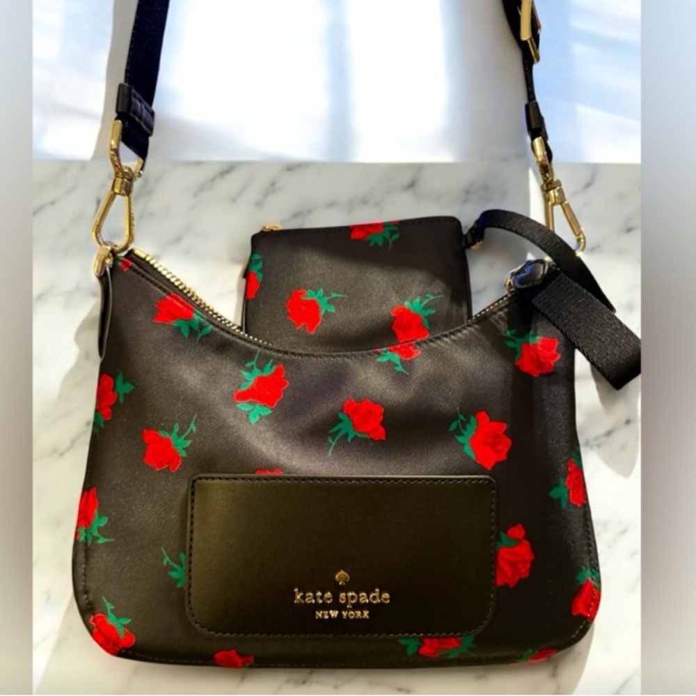 NWT Kate Spade Crossbody/Shoulder Bag with Floral Design and matching coin purse